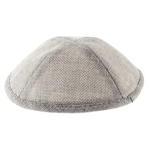 Linen Kippah 17cm- with Pin Spot- Light Gray