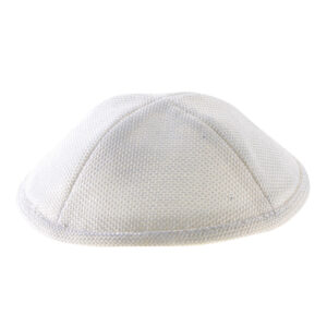 Linen Kippah 17cm- with Pin Spot- White