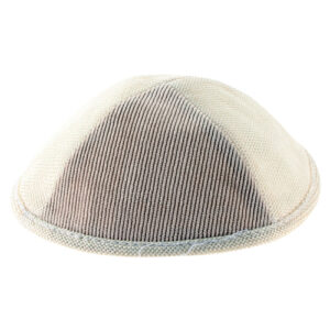 Linen Kippah 19cm- with Pin Spot- with Beige Corduroy