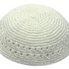 Knitted Kippah 16cm- White with Holes