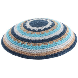 Knitted DMC Kippah 15 cm- Multicolored and unique