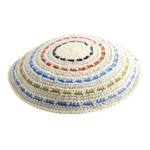 Knitted DMC Kippah 14 cm- Multicolored and unique