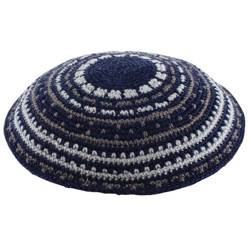 Knitted DMC Kippah 16 cm- Multicolored and unique