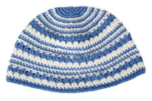 Frik Kippah 22 cm- Blue with White Stripe