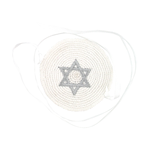 Knitted Kippah 7cm- with Silvered Star of David