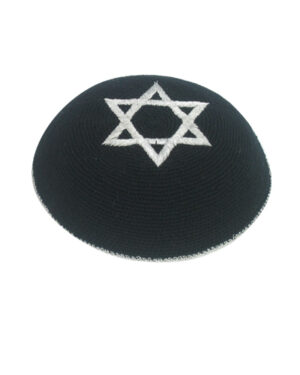 C KNITTED KIPPAH BLACK SILVER M.