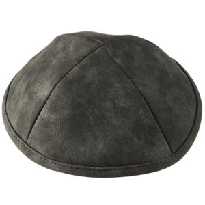 Faux Leather Kippah 19 cm - Light Gray