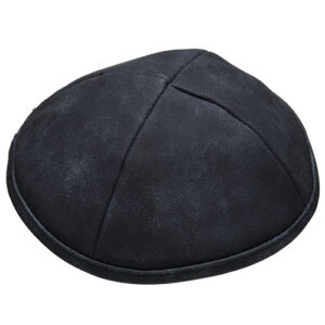 Faux Leather Kippah 19 cm - Dark Blue