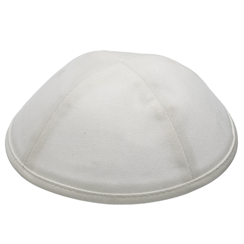 Fabric Kippah size 4, 19 cm- White