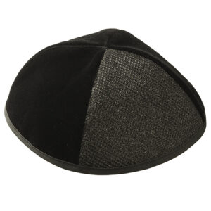 VELVET PLUSH BLACK KIPPAH 4 PARTS, 19 CM SIZE 3