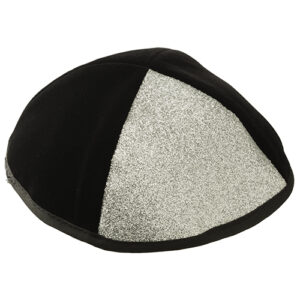 VELVET PLUSH BLACK KIPPAH 4 PARTS, 20 CM SIZE 4 WITH RIM