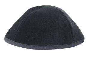 VELVET PREMIUM KIPPAH SHINING BLACK SIZE 4 20 CM- 4 PARTS WITH RIM
