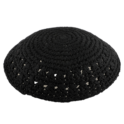 Knitted Kippah 17 cm- Black with Holes