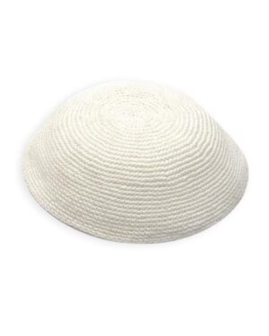 Knitted Kippah 19 cm- Sheer White