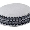 C KNITTED D.M.C. KIPPAH 18 CM- WHITE WITH BLUE AND GRAY AROUND