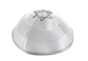 Satin Kippah 20cm- Silver Star of David