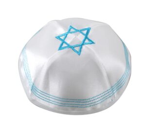 Satin Kippah 20cm- Light Blue Star of David