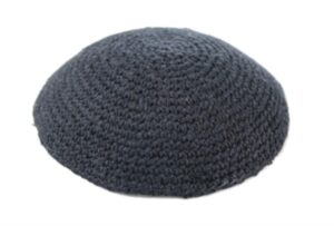 Knitted Kippah 17 cm- Sheer Black