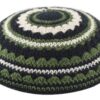 Knitted Kippah 18cm- in Black, Green and Beige