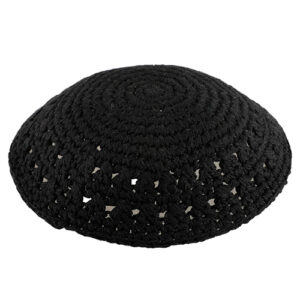Knitted Kippah 18 cm- Black with Holes