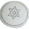 C KNITTED KIPPAH 17 CM- EMBROIDERY WITH MAGEN DAVID