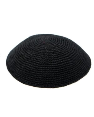 C KNITTED KIPPAH 20 CM - PLAIN BLACK