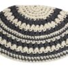 Frik Kippah 21 cm- Thick Knitted- Gray and Beige Striped Design