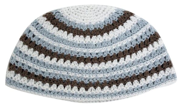 C FRIK KIPPAH 21 CM, THICK KNITTED- GRAY AND BROWN