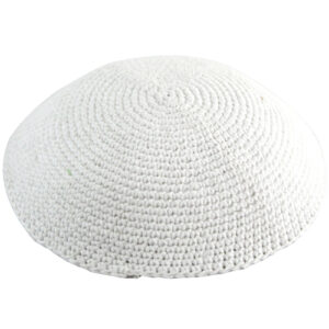 Knitted Kippah 17 cm- Sheer White "Thin Elegant"