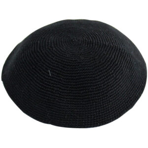 H and made Flat Kippah 12cm- Black "Fine Elegant"