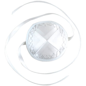 White Satin Baby Kippah 9 cm + Strings