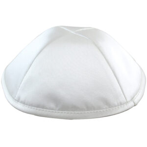 Satin Kippah Deluxe 20cm- with Pin Spot- White