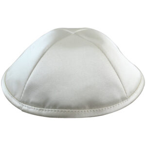 Satin Kippah Deluxe 20cm- with Pin Spot- Off White