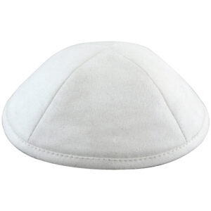 Ultra Suede Kippah 19 cm- with Pin Spot- White