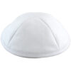 Ultra Suede Kippah 19cm- with Pin Spot- White