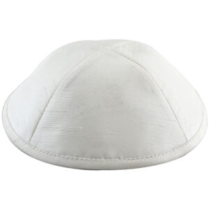 Silk Kippah 20cm- with Pin Spot- Off White