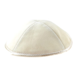 Velvet Kippah 19cm- with Pin Spot- Off White