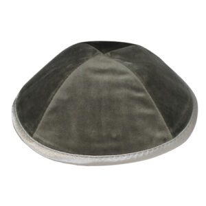 Velvet Kippah 19cm- with Pin Spot- Gray