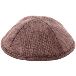 Linen Kippah 19cm- with Pin Spot- Brown