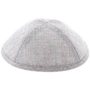 Linen Kippah 18 cm- with Pin Spot- Light Gray