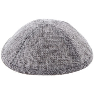 Linen Kippah 19cm- with Pin Spot- Dark Gray