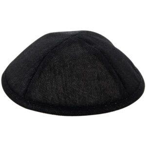 Linen Kippah 19cm- with Pin Spot- Black