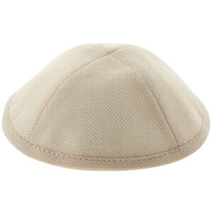 Linen Kippah 19cm- with Pin Spot- Off White