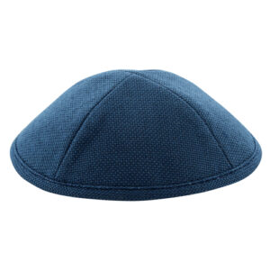 Linen Kippah 18cm- with Pin Spot- Blue