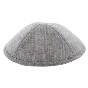 Linen Kippah 18cm- with Pin Spot- Light Gray
