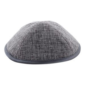 Linen Kippah 19cm- with Pin Spot- Dark Gray