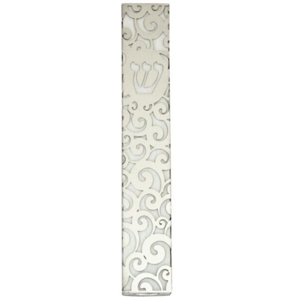 Aluminum Mezuzah 12cm- with Ornate Plaque