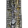 Polyresin Mezuzah 15cm-"Jerusalem" in Silver and Gold
