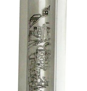 Nickel Mezuzah  with Back   12cm- with Copper "Shin"