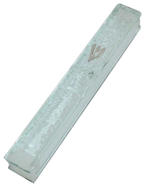 Glass Mezuzah with Silicon Cork 10cm- "Shattered Glass" Design